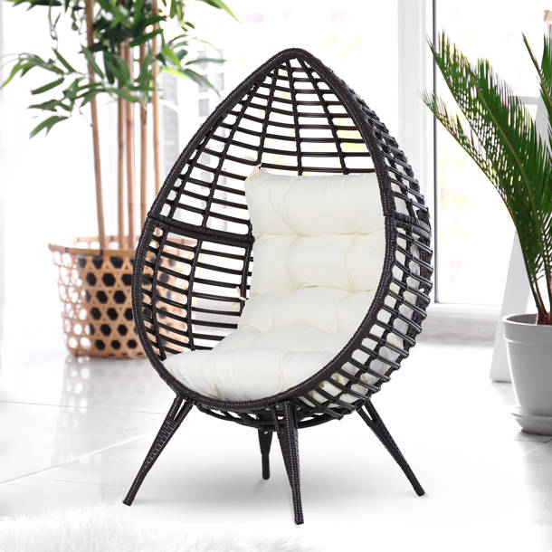 Highland Dunes Wellow Baytree Egg Swivel Patio Chair with Cushions